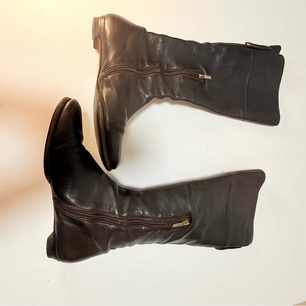 Jimmy Choo Black Leather Flat Over-The-Knee Boots - Size 37.5